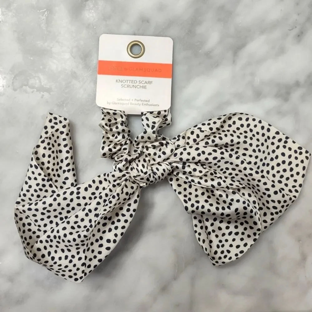 NWT GSQ By Glamsquad Knotted Dotted Satin Scarf Squishie